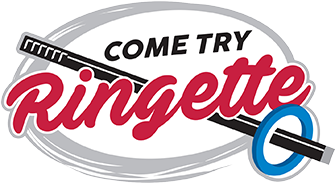 graphic logo that reads Come Try Ringette showing a stick and ringette ring.